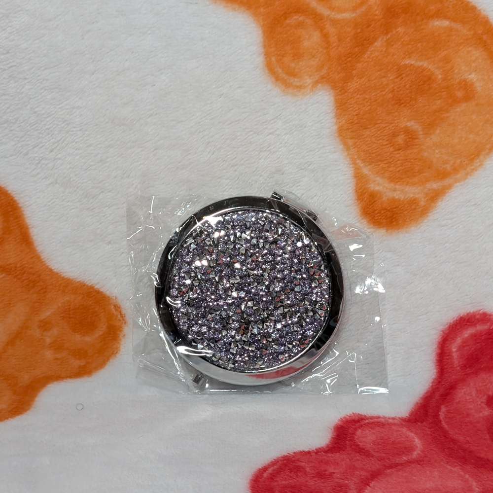 Silver Glitter Compact Mirror